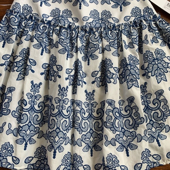 NEW N / Nicholas Embroidered Ruffle Mini Skirt  Blue White Size US 0 -RV $275 - Picture 3 of 9